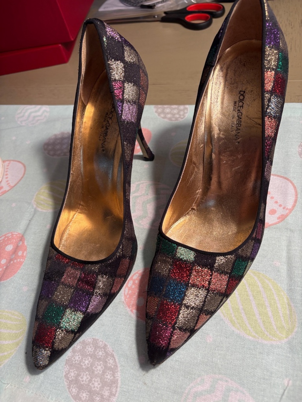 Dolce & Gabbana Iridescent Black and Purple Pointed Toe Heels